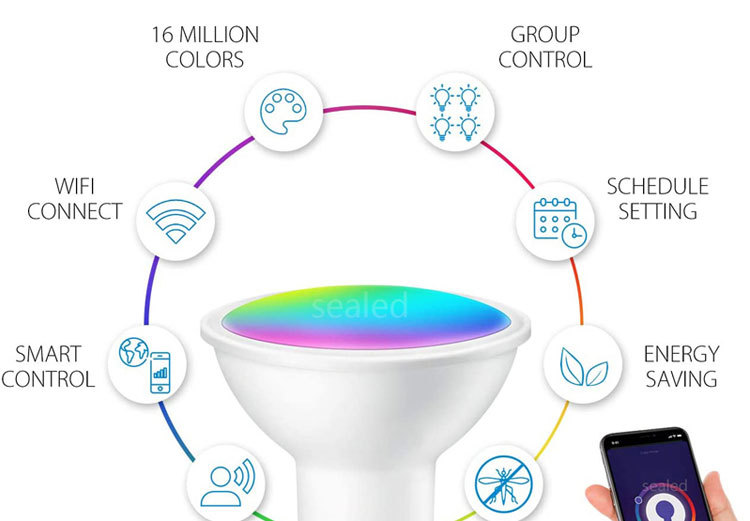 2700K-6500K GU10 Smart Bulb 450lm Smart Led Spotlight 5W For Bedroom