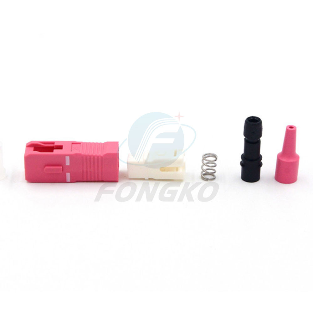 SC/PC 0.9 Simplex Plastic Stop OM4 Rose/Pink Optical Fiber Patch cord Connector Parts