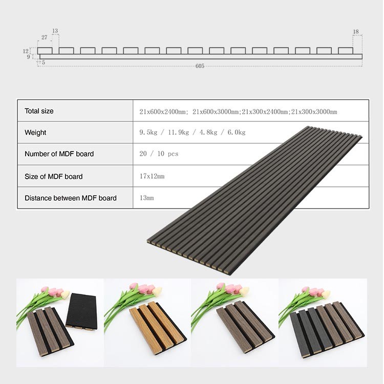 Wood Veneer Luxury Acoustic Panels Fabric Wooden Grooved Fluted