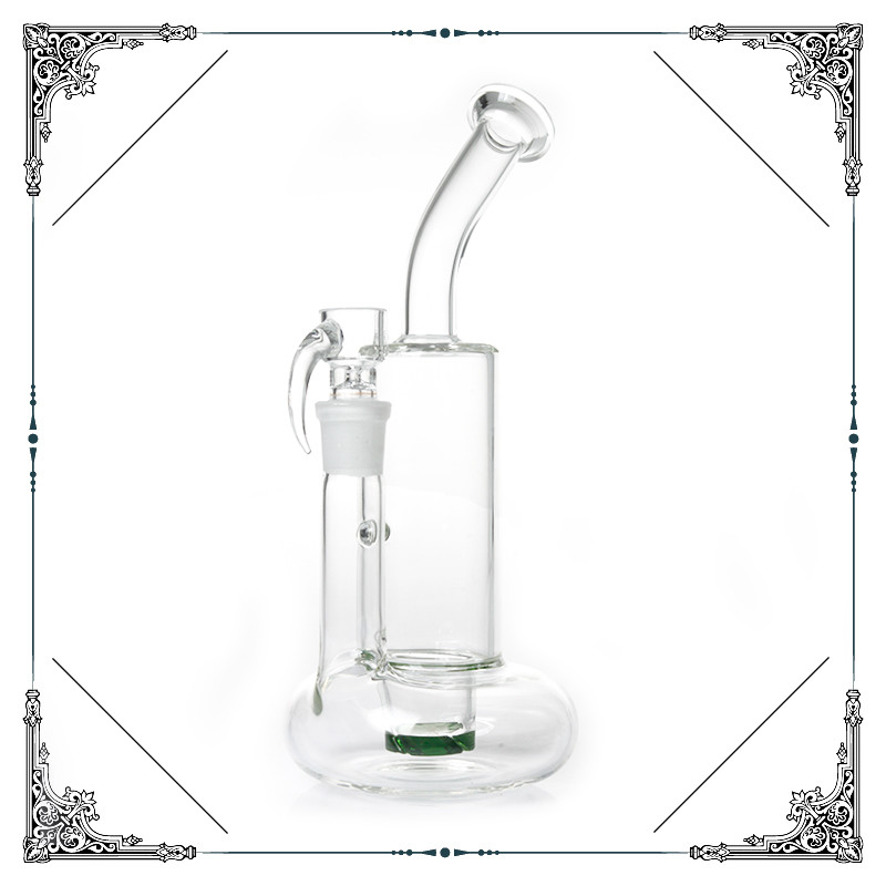 Green Turbine Perc Glass Water Smoking Pipe With 7mm Beaker Thickness