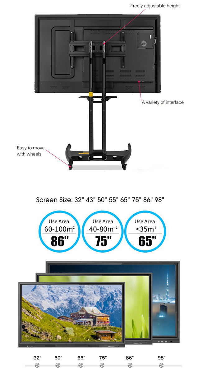 All In One 100in Digital Interactive Smart Board Electronic Touch Screen Monitor