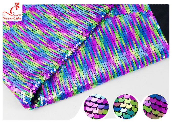 Azo Free Colorful Sequin Lace Fabric With Soft Handfeel 125CM Width