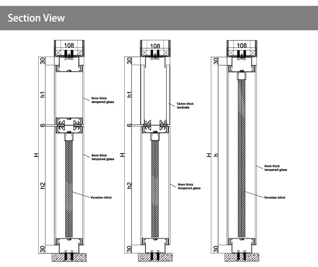 modular Sliding Door Partition Wall Framed Frameless Double Glazed Glass Wall