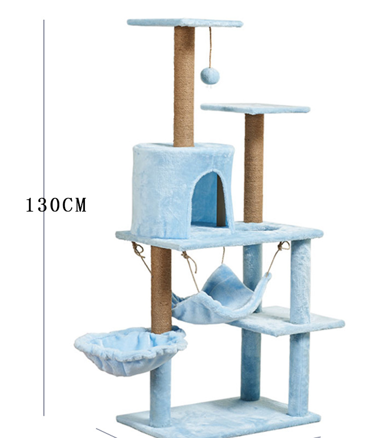 38*55*130cm Sustainable Multilayer Tower for Large Cats Extra Large 49 Inches Big Cat Activity Black Climbing Tree House