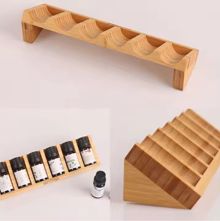 amboo Wood Essential Oil Bottle Storage Holder wooden display stand