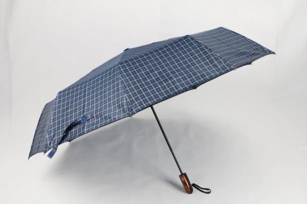 Fully Auto 3 Compact Golf Umbrella , 27 Inches Mens Golf Umbrella Blue Plaid
