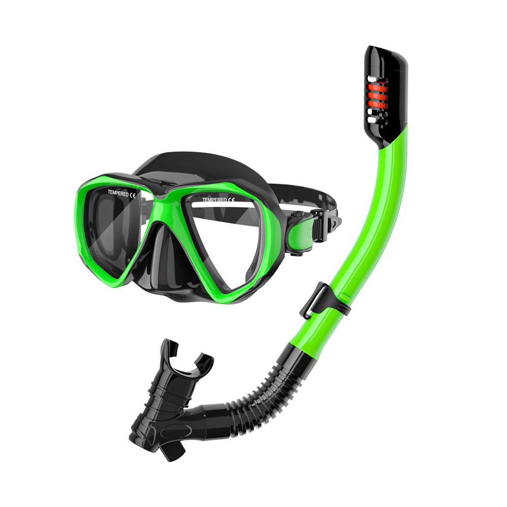 Dry Tube Diving Face Mask And Snorkel Equipment Black White