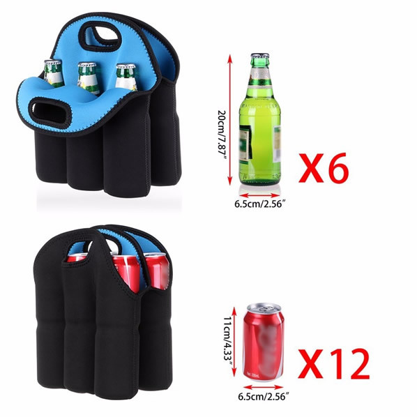 Neoprene 6 -pack bottles beer cooler holder bag/ Insulated Water Bottle Wine Neoprene Cooler 6 Pack Beer Can Holder
