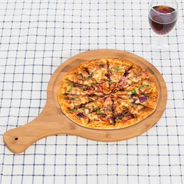 Fashionable Design Round Shape Bamboo Pizza Board , Wooden Pizza Board With