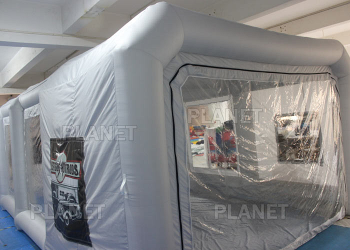 Silver Protable Inflatable Spray Paint Booth 8x4x3m / Mobile Car Painting Station