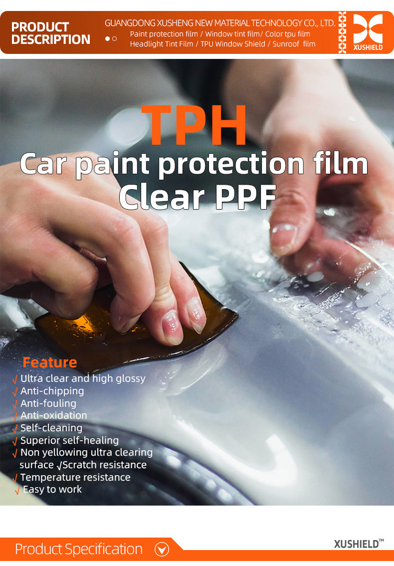 XUSHIELD PPF Film Anti Scratch Self Healing PPF TPH Gloss Clear Car Body PPF Paint Protection Film for Cars