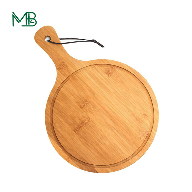 Custom Round Bamboo Pizza Board With Handle CE / EU Certified Customized for Kitchen