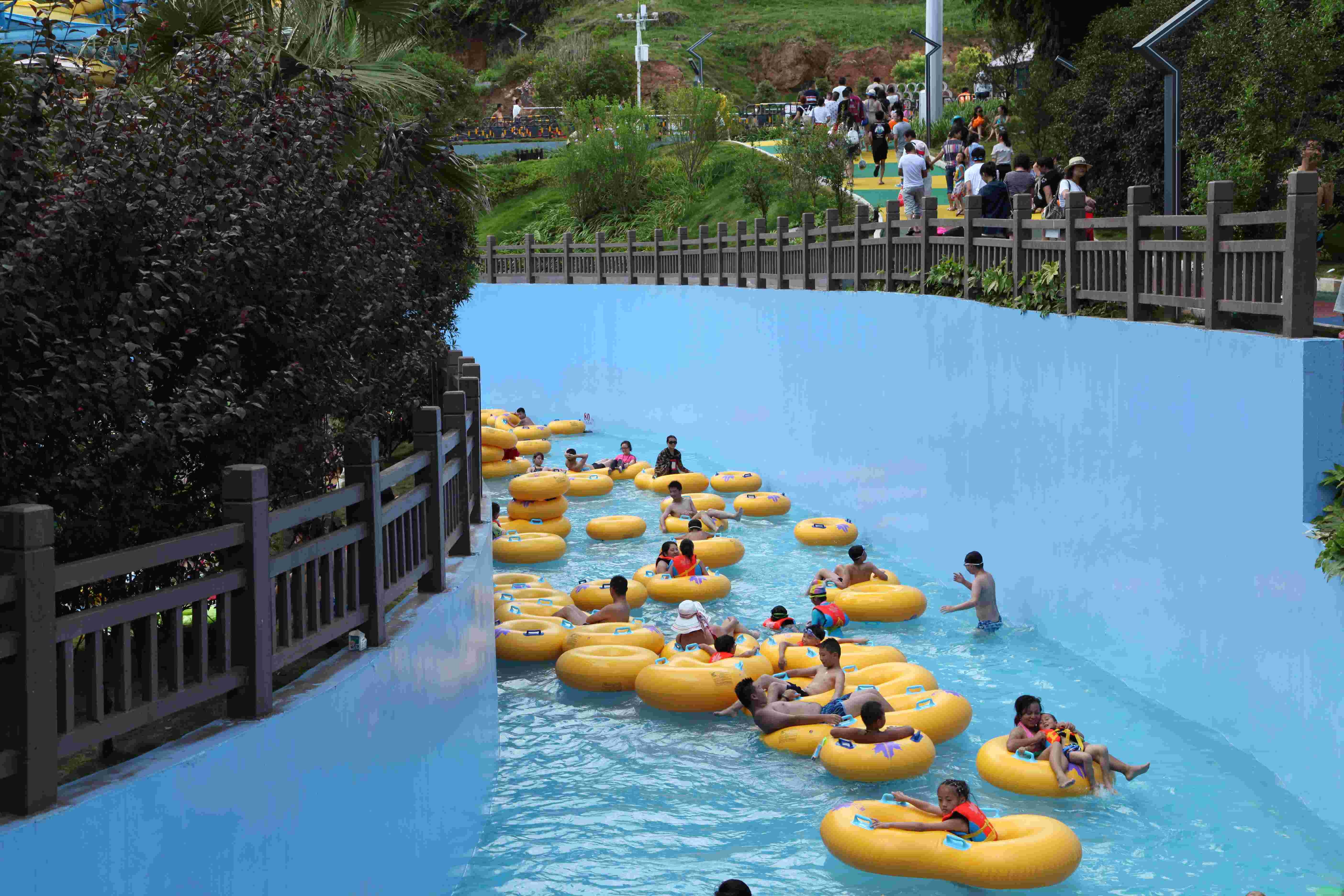 Customized Large Water Park Lazy River Water Park Amusement / Fiberglass Slides