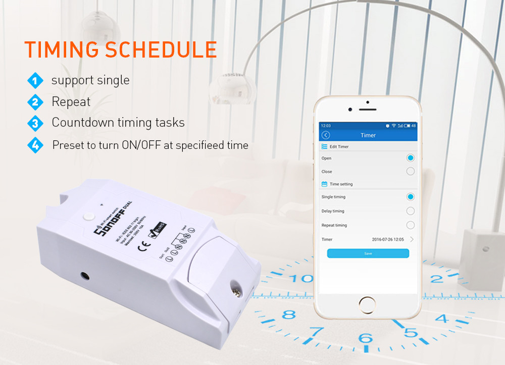 SONOFF Smart Home Dual Wireless WIFI Switch Relay Module 10A 220V DIY Timing With wi-fi
