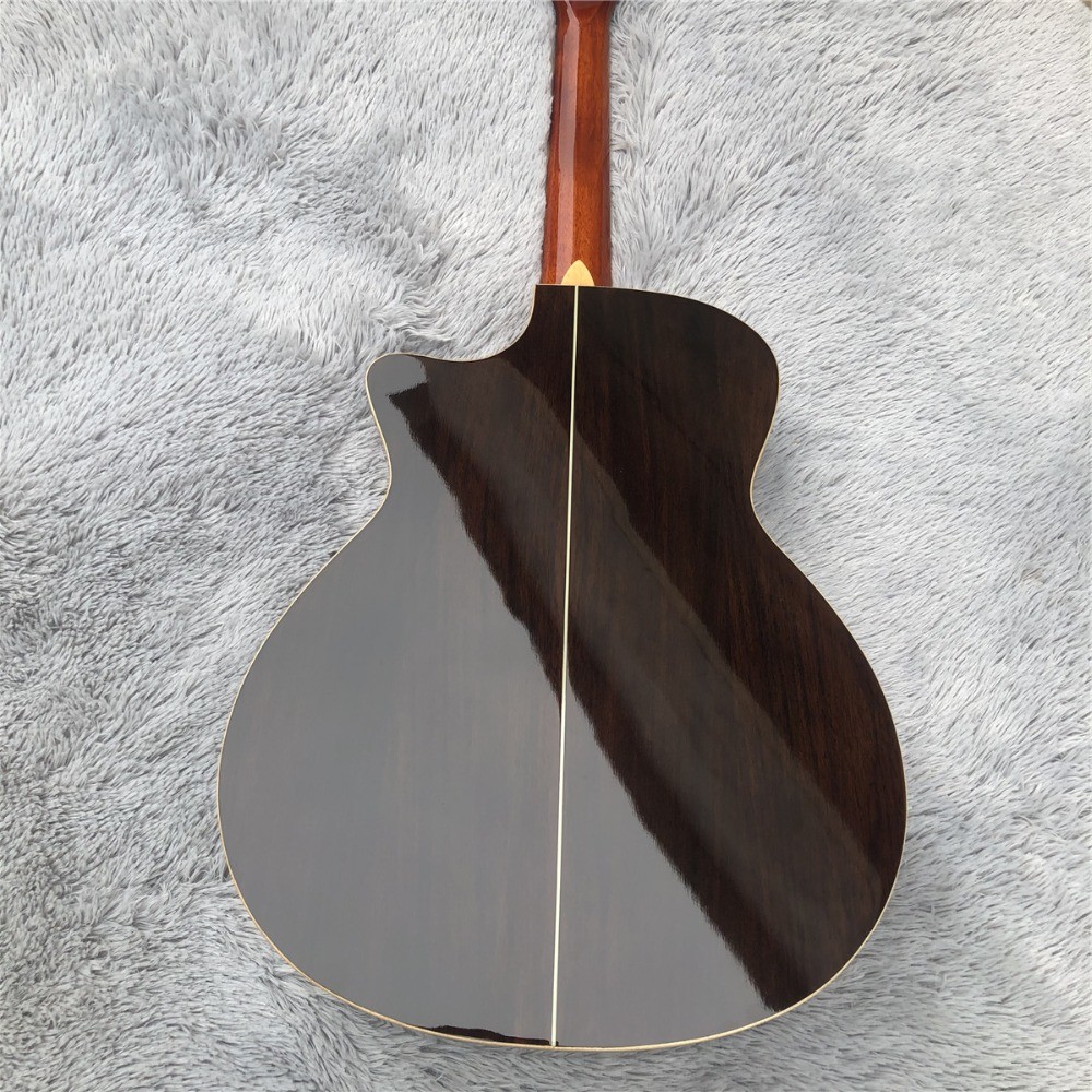 Custom 41 Inches Solid Spruce Top Cutaway Rosewood Back 12 Strings 814 Electric Acoustic Guitar