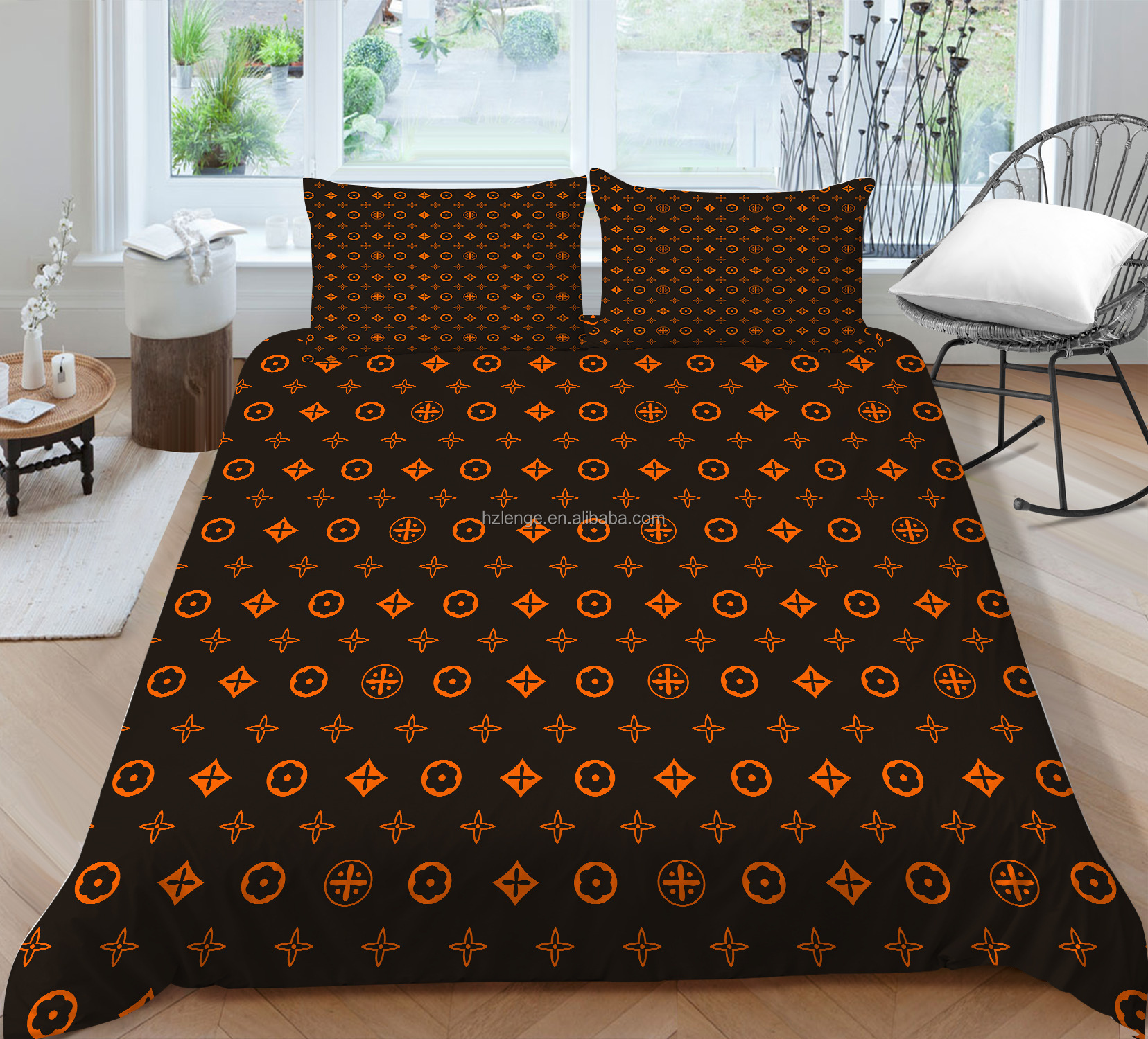 Luxury Fashion Design Nondisposable Microfiber Quilt Cover Set with Pillowcases
