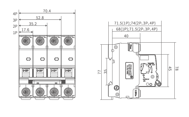 DC 400V 3P C Style High Breaking MCB for Lighting and Motor Protection System