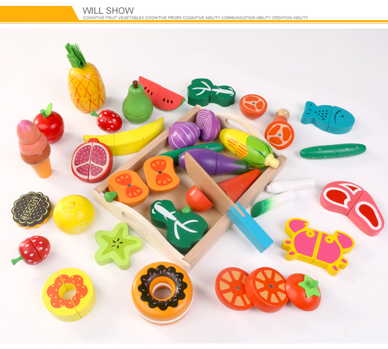 Montessori Kitchen Pretend Toy For Children Cutting Fruit Vegeta