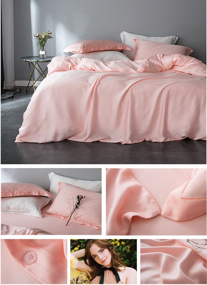 Home Bedding Set Oeko-tex Certified Lenzing Tencel Duvet Cover and Soft Silk Bedsheet