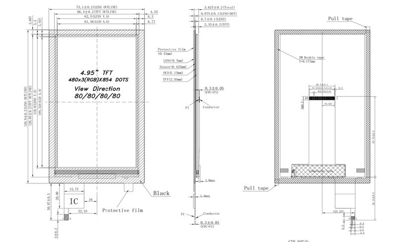 5" 40 Pin 480x854 Nits Hd+ Ips Lcd Display With Icn9700 Driver Ic