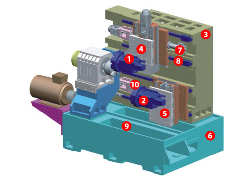 Vertical Bed 20KVA CNC Multi Turrets Metal Turning Machine