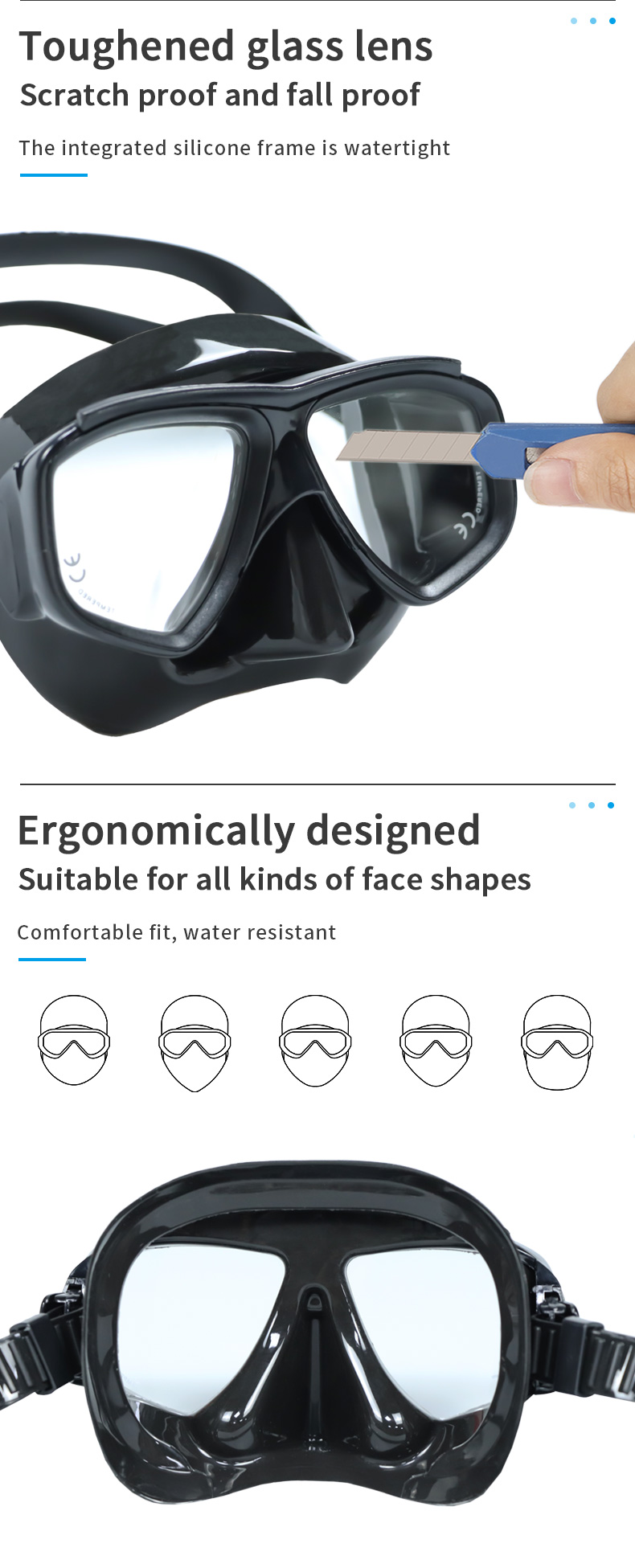 Underwater Snorkel Scuba Diving Mask Equipment CE Certified