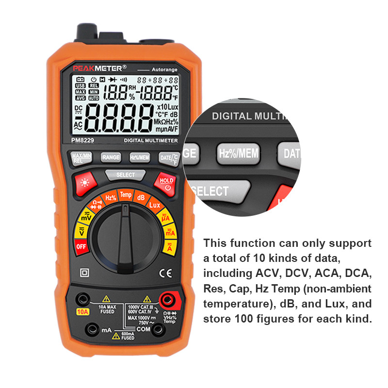 Multifunctional Auto Range Digital Multimeter Sound Level Relative Value Measurement