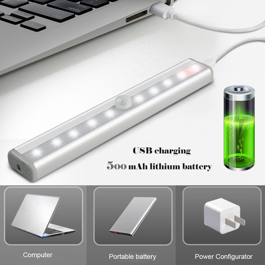 6/10 LEDs PIR LED Motion Sensor Light Cupboard Wardrobe Bed Lamp LED Under Cabinet Night Light For Closet Stairs Kitchen