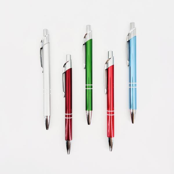School Stationery Colorful Press Metal Ball Pen 1.0mm Silver Clip Portable Pen