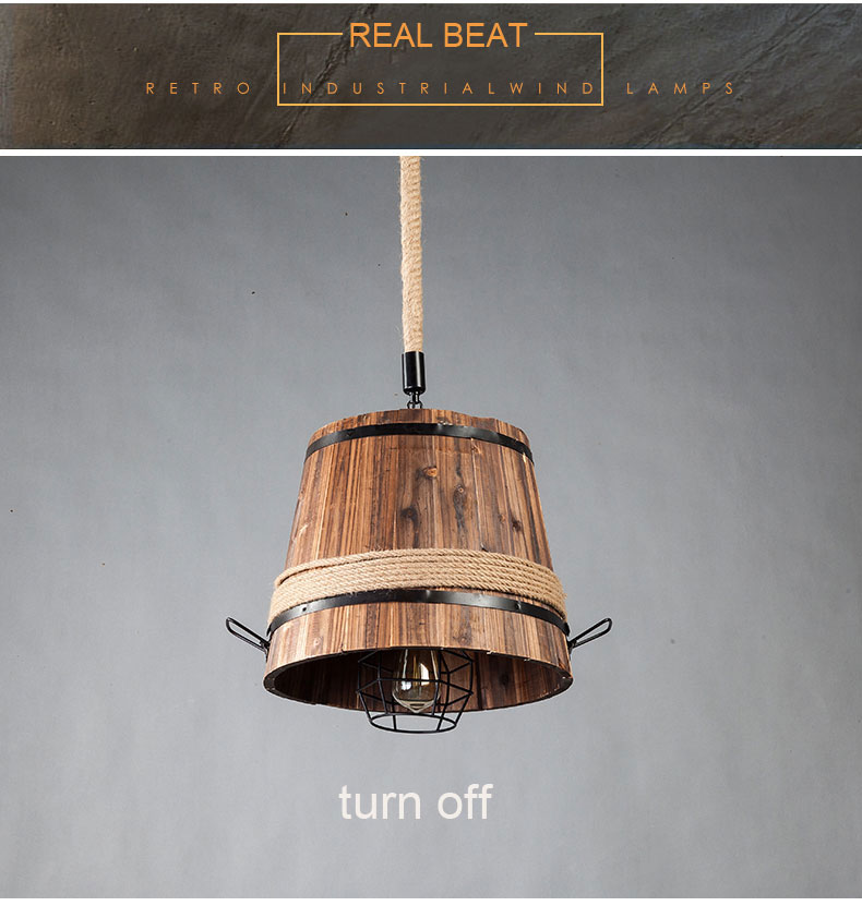 American Retro Wood Barrel Chandelier Restaurant Dining Room Pendant Lamps(WH-VP-215)