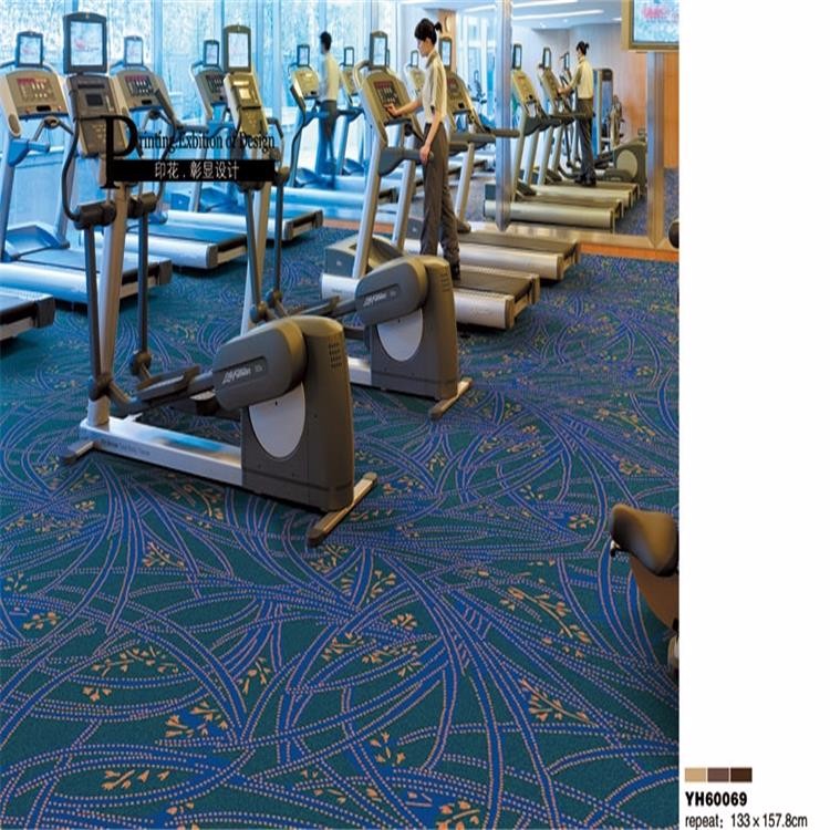 Blue printed gym room nylon material carpet