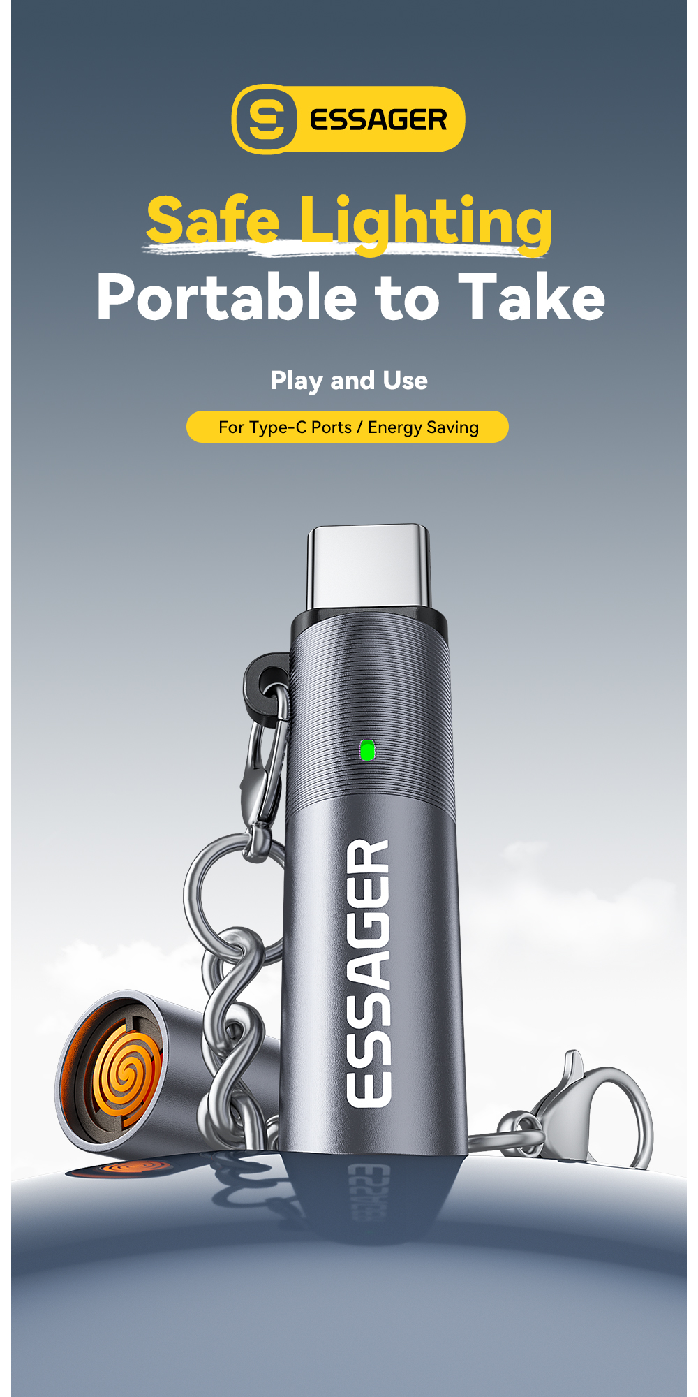 ESSAGER ES-OTG26 OTG Lighter Portable USB Type C Electric Lighter