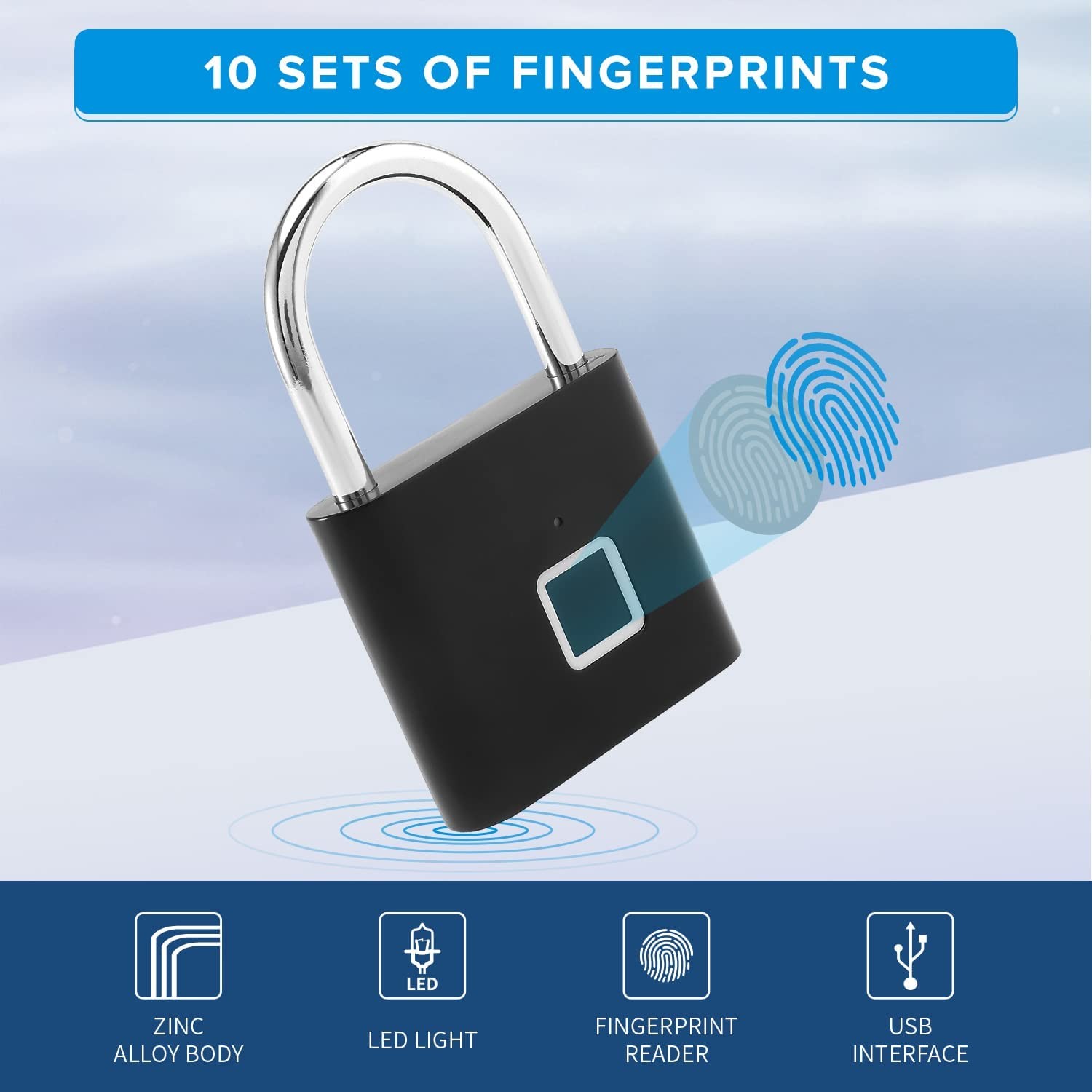 Mini Smart Padlock One Touch Open Smart Security Keyless Padlock for Luggage Handbags