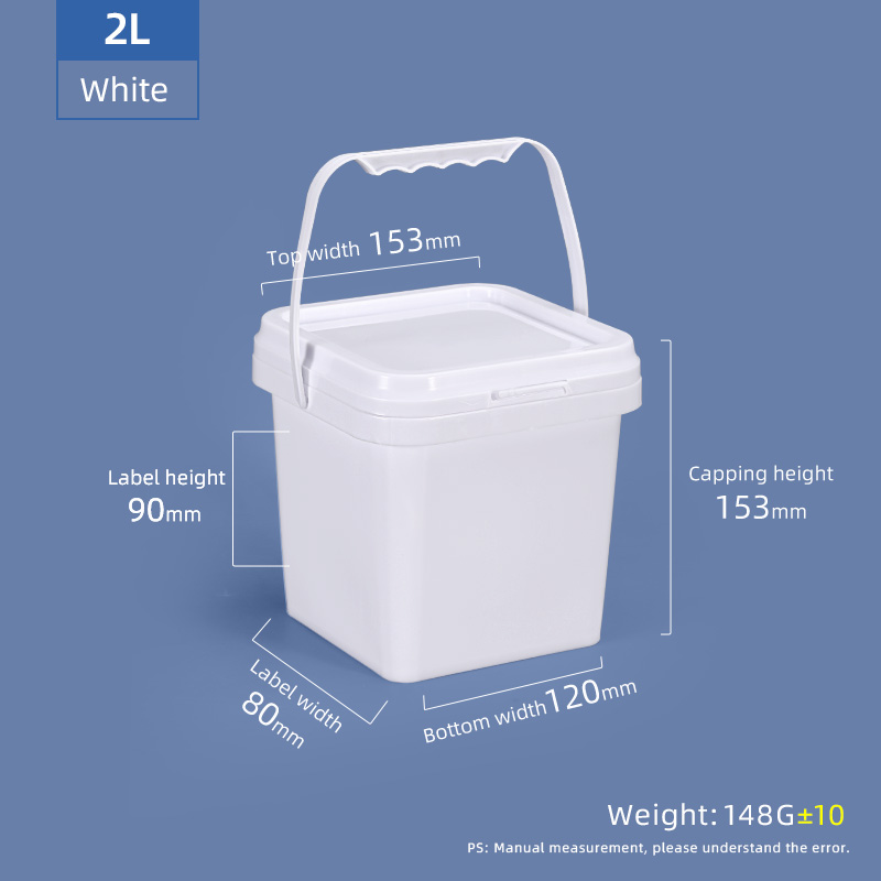 PP Square Shape 5 Gallon Paint Pail Transparent Food Grade Plastic Bucket With Lid Handle
