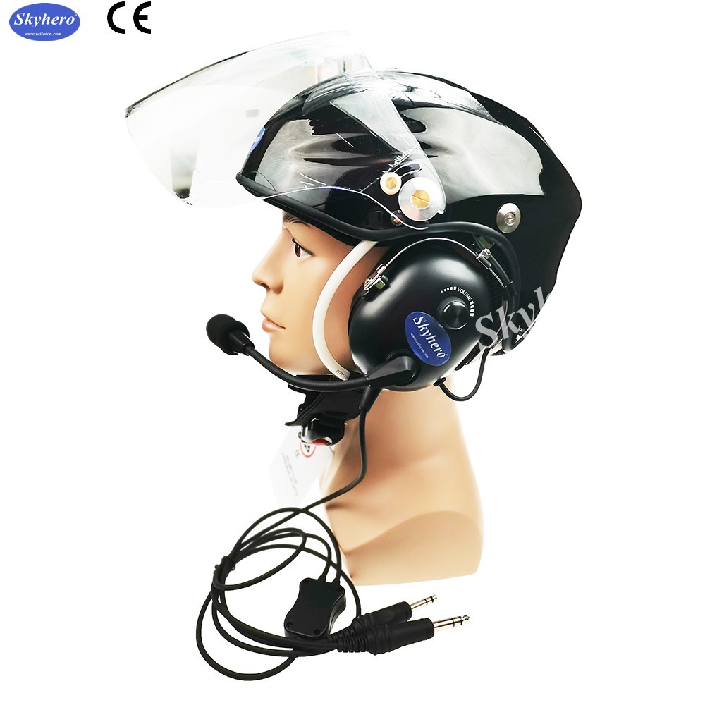CE certificated Aviation helmet high quality aircraft helmet black color flight helmet 4 size