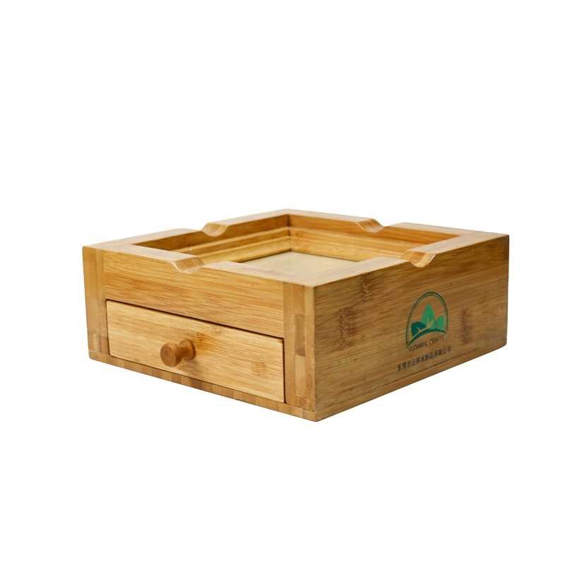 Factory Direct Wooden Ashtray With Storage Case Box Burn Resistant For Home Office Hotel Restaurant