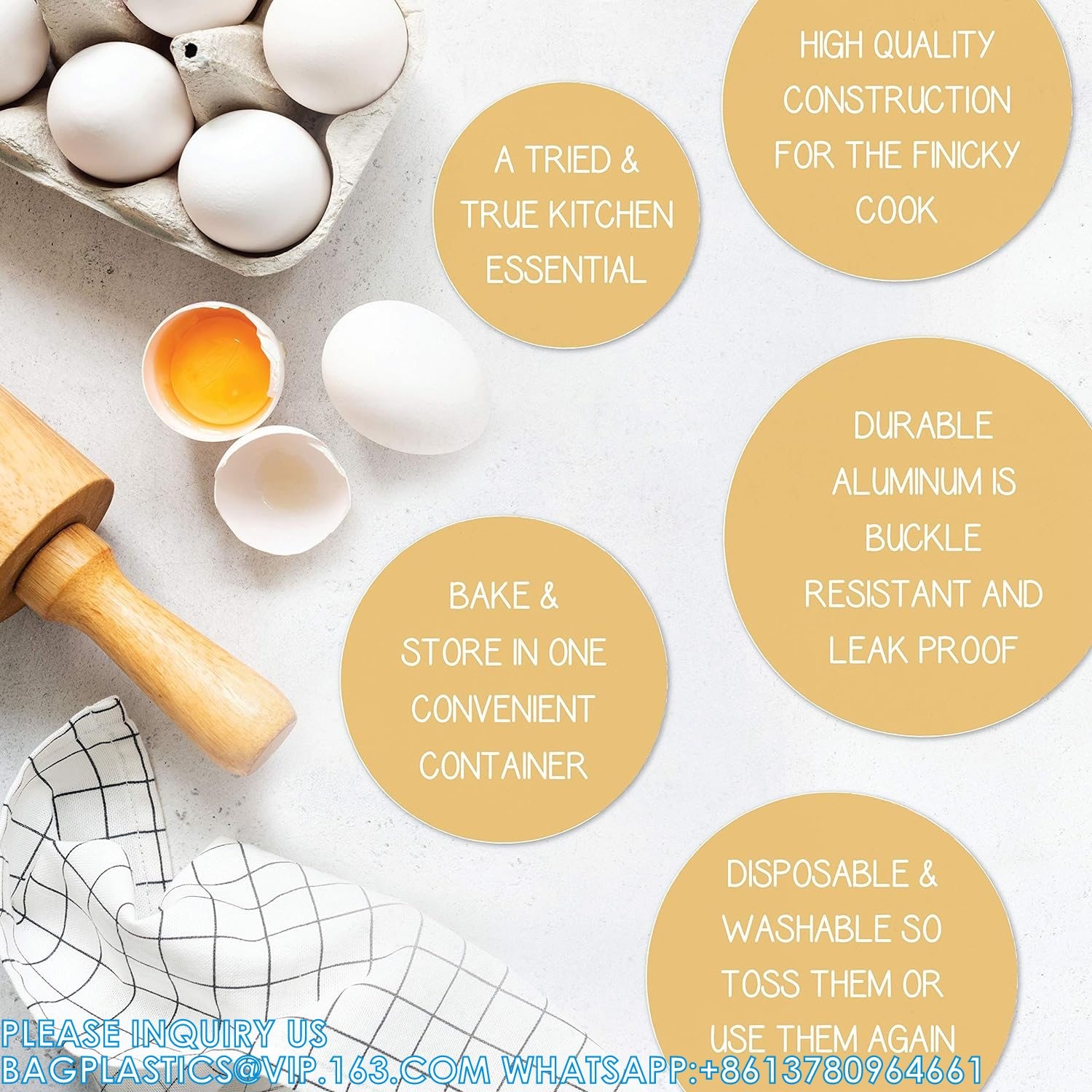 6.5'' Inch Round Tin Foil Pans Disposable Aluminum, Freezer & Oven Safe - For Baking, Cooking, Storage, Roasting