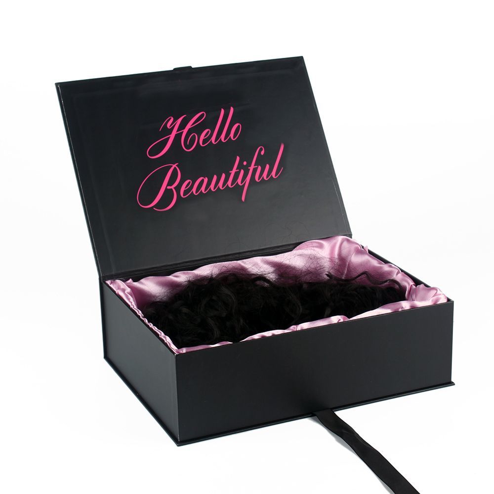 Foldable Rigid Cardboard Cosmetics Makeup Jewelry Clothes Magnetic Folding Closure Shopping Black Paper Gift Packaging Packing Box for Watch Wedding Party