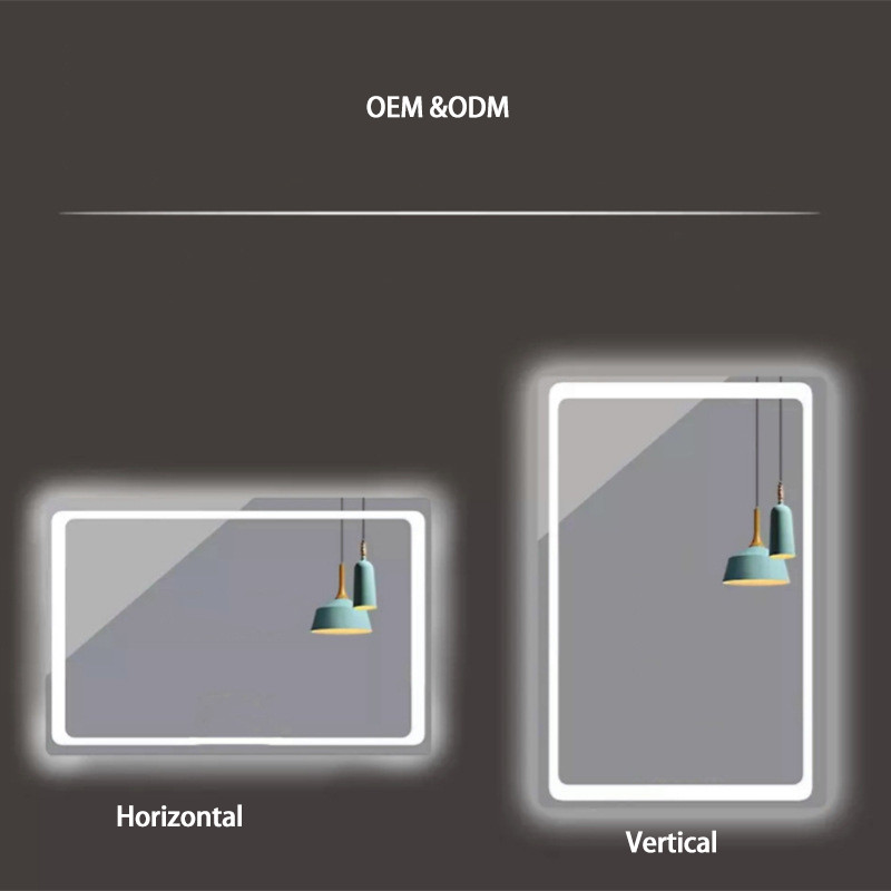 Bathroom mirror light square smart mirror light hotel led anti-fog waterproof smart with date temperature