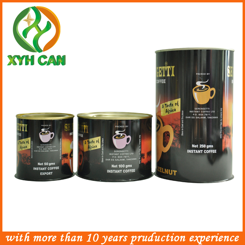 Coffee Tin Can Size 100G Capacity Coffee Storage Round Cans with Tin Screw Cap for Packaging Powder