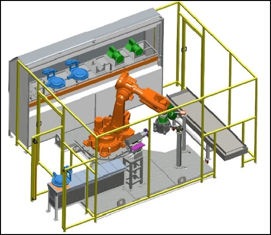 Robots Equipped With Tools Like Files For Deburring Aluminum Alloy Castings Such