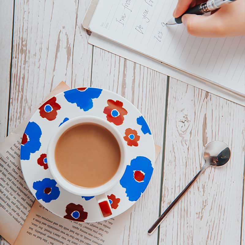 200ml Floral Latte Cappuccino Ceramic Cup Porcelain Coffee Tea Mug And Saucer Nordic Cup