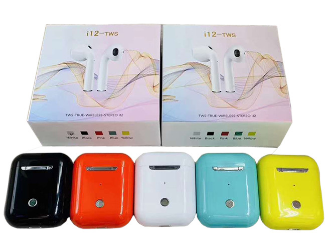 300mAh Battery TWS Bluetooth Earphone I12 Wireless Earphone Colorful Super Bass