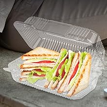 Plastic Clamshell Takeout Tray (50 Count) - Dessert Containers - Plastic Hinged Food Container