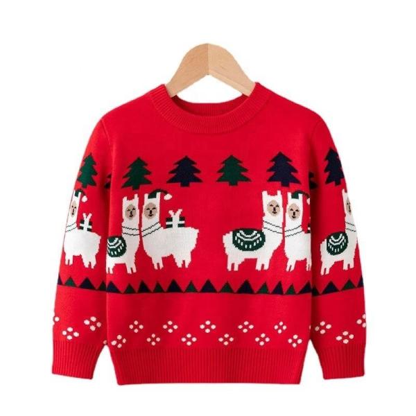 custom 100% cotton cartoon double jacquard kids ugly christmas sweater knit