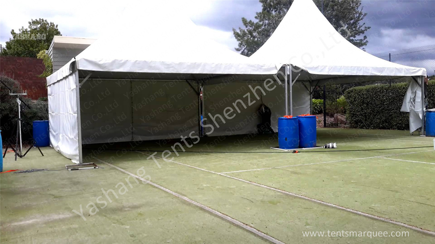 Popular No Window High Peak Tents For Small Party , White Fabric Cover
