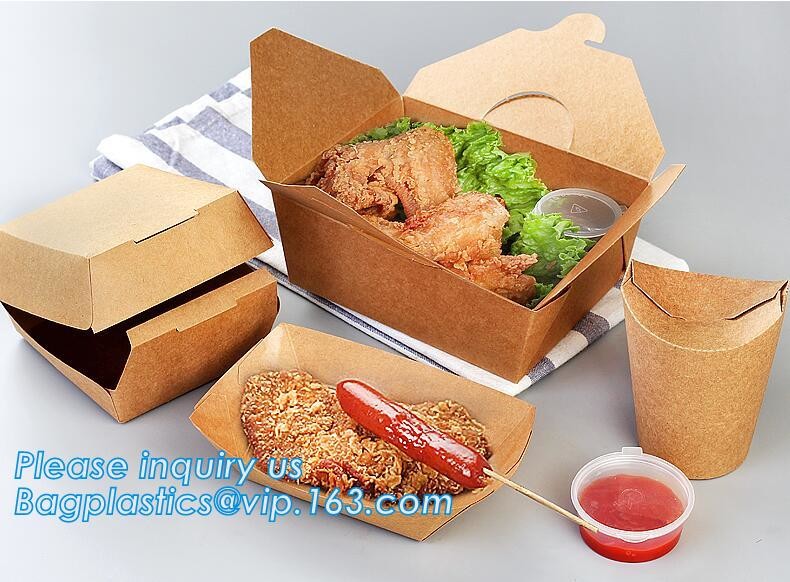 Cheap Cardboard foldable kraft paper lunch box with window,Lunch noodle fast food kraft paper box by customized logo pri