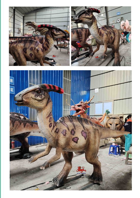 4M Long Lifelike Animatronic Roaring Parasaurolophus With Mouth Open And Eye Blink