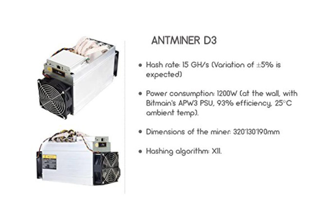 BITMAIN Antminer D3 19.3 Gh Asic DASH Miner Crypto Currency Mining Machines