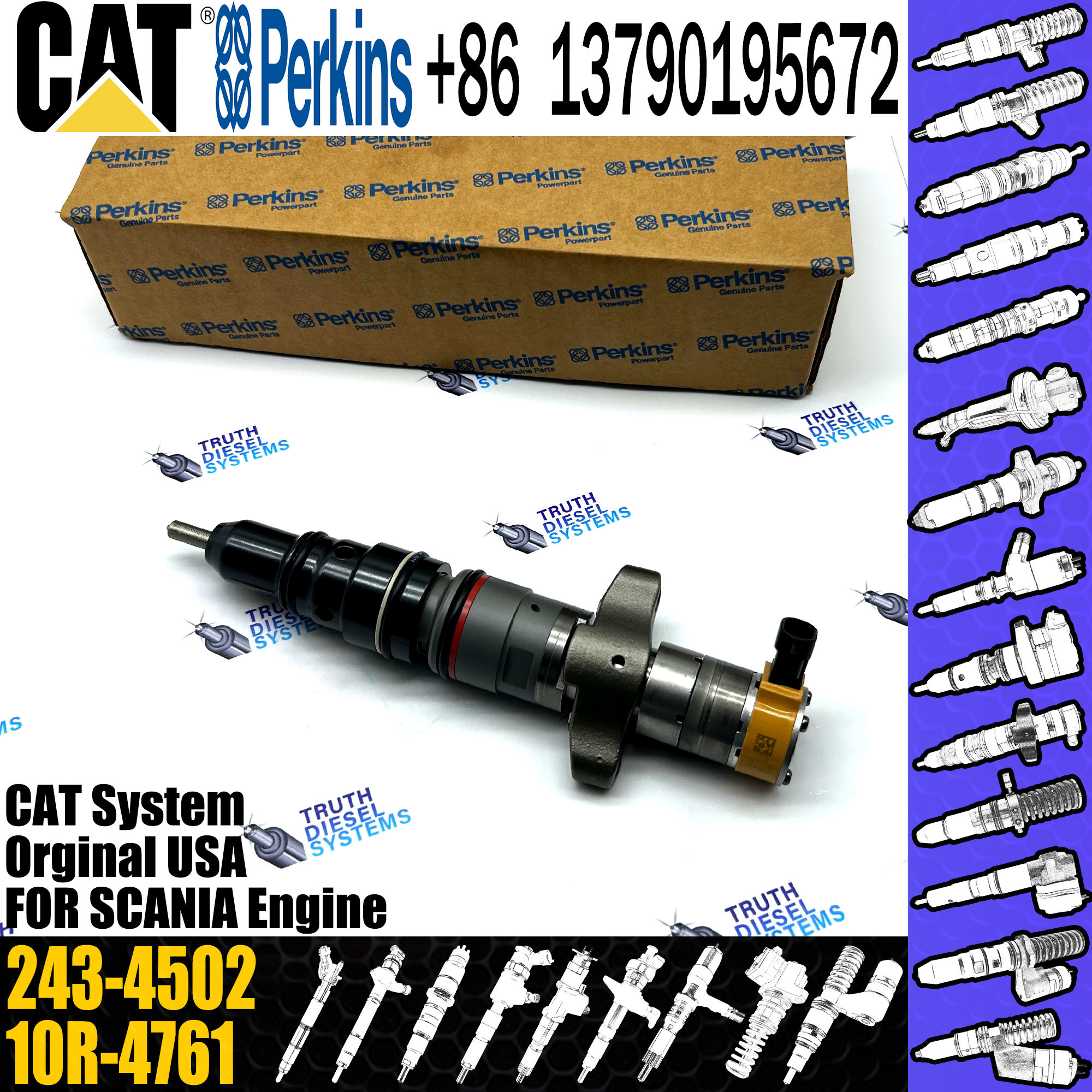 Diesel Fuel Injector 268-1836 2681836 265-8106 387-9434 238-8901 241-3238 241-3239 243-4502 For Caterpillar C7 Engine